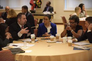 Round table participants discuss potential next steps for the Chicago Financial Services sector